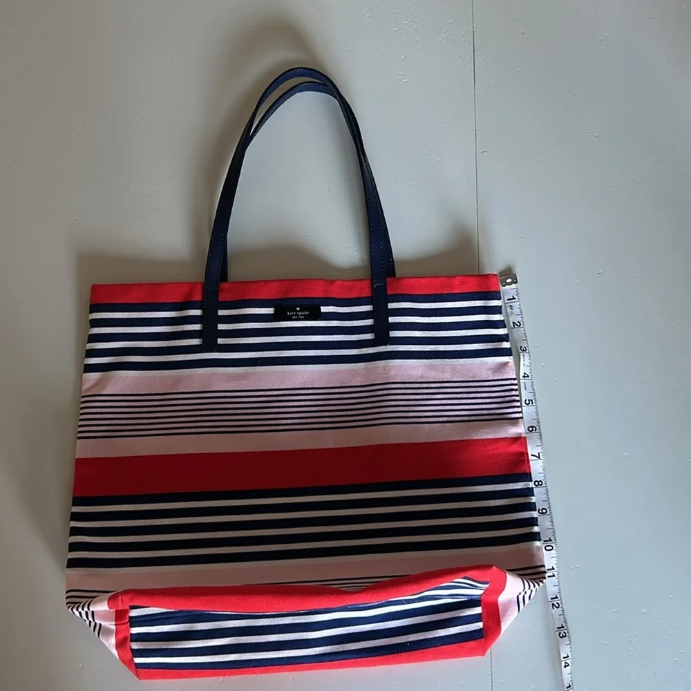 Kate Spade like new shopper book tote fits laptop red white blue - Picture 9 of 11